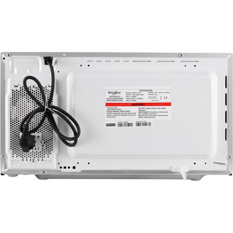 Whirlpool Magnetron Vrijstaand MWO 611 SL Zilver Elektronisch 30 MW+Grillfunctie 850 Back / Lateral