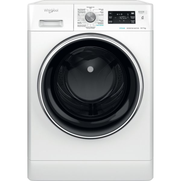Whirlpool Wasdroger Vrijstaand FFWDB 976258E BCV BE Wit Voorlader Frontal