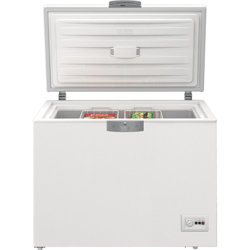 Beko-Vriezer-Vrijstaand-HSM22340-White---Leather-Patterned--Embossed--Lifestyle-frontal-open