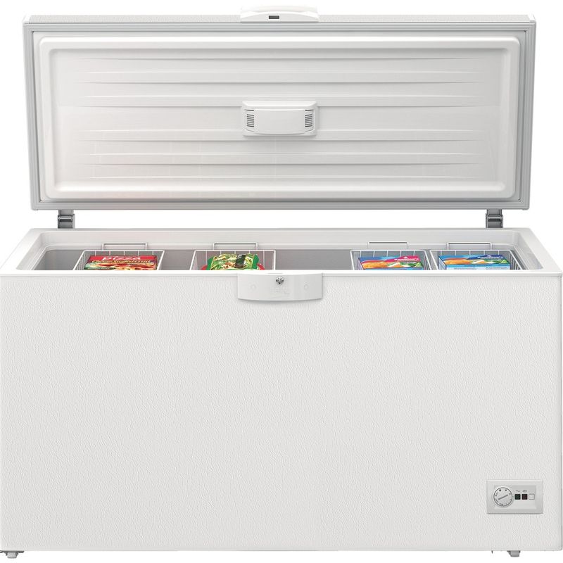 Beko-Vriezer-Vrijstaand-HSM35050-White---Leather-Patterned--Embossed--Lifestyle-frontal-open